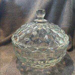 Pressed Clear Glass Lidded Candy/Trinket Dish